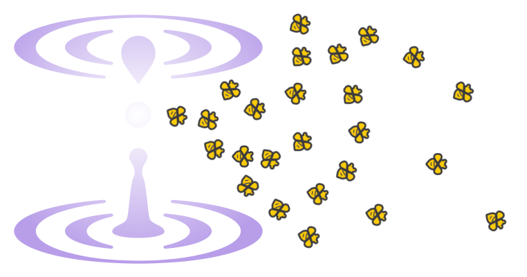 Intend logo with bees flying out of it